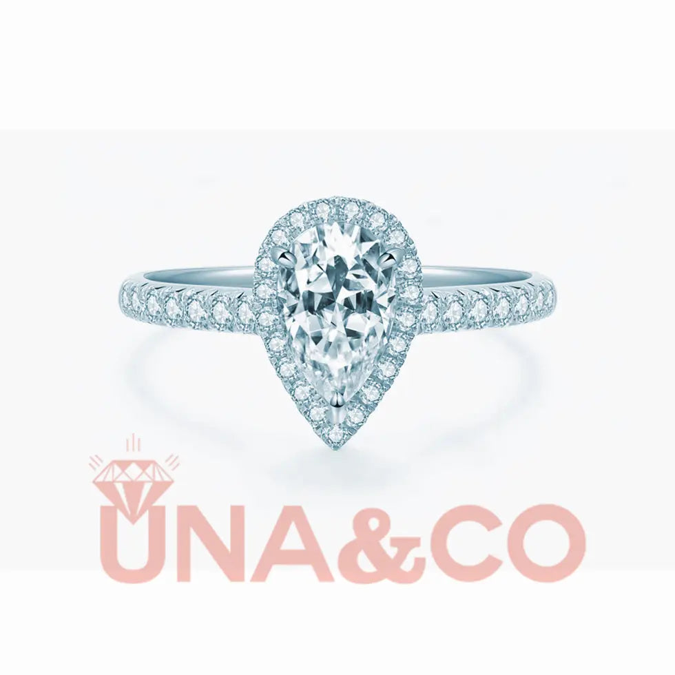 Pear Cut Romantic 3Carats Moissanite Ring UNA.CO
