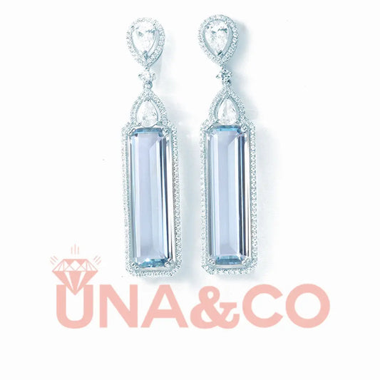 12CT Elegant Aquamarine Earrings UNA&CO