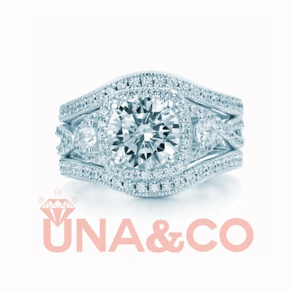 3 PCS Round Cut Engagement Ring Sets UNA&CO