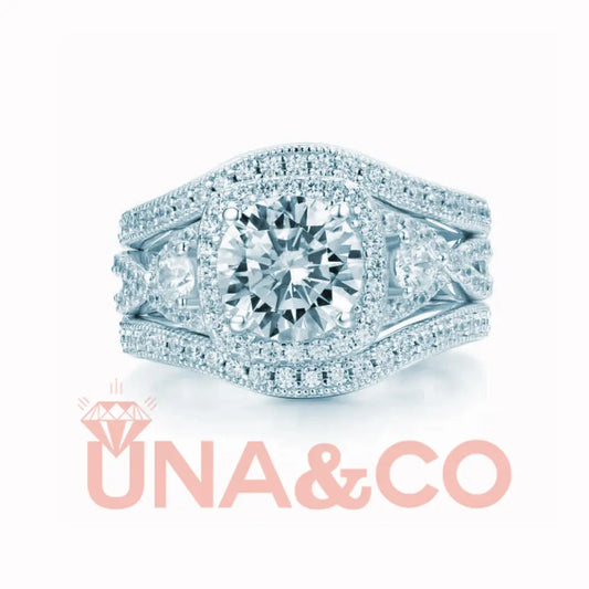 3 PCS Round Cut Engagement Ring Sets UNA&CO