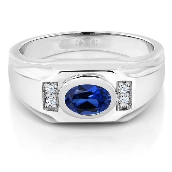 Contrast Color Oval Gem Ring For Men