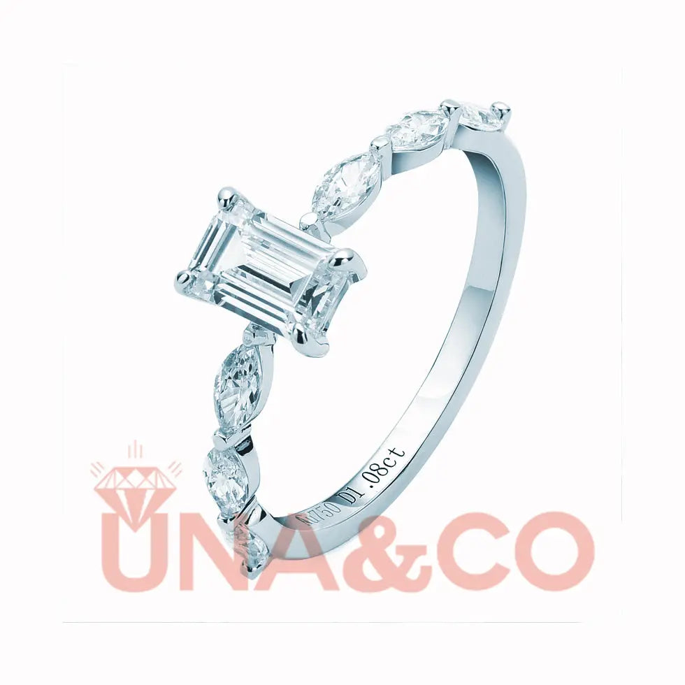Emerald and Marquise Cut Engagement Ring UNA&CO