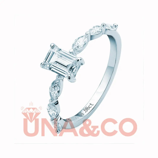 Emerald and Marquise Cut Engagement Ring UNA&CO