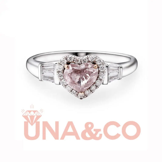 Heart Shape Fancy Brownish Pink Gem Ring UNA&CO