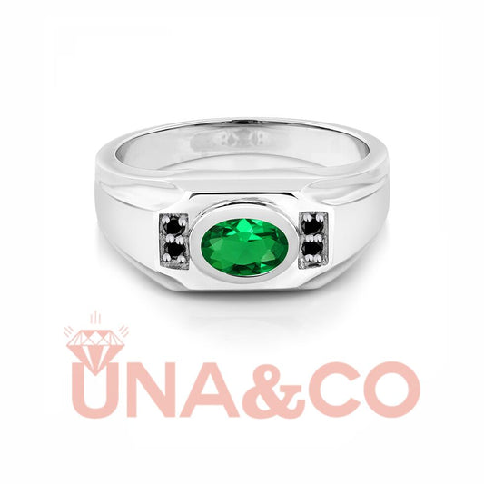 Contrast Color Oval Gem Ring For Men