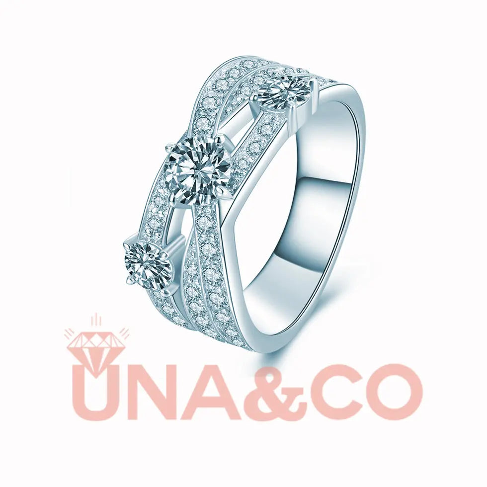 Tangled Three stones Engagement Ring UNA&CO