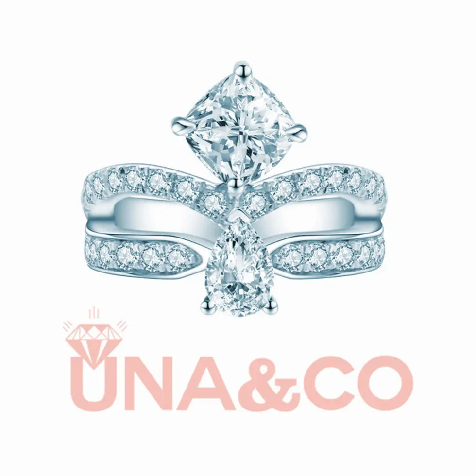 Cushion and Pear cut Double Arms Ring UNA&CO