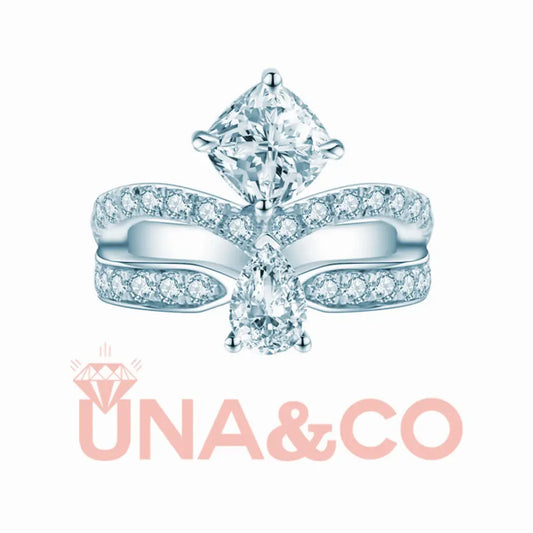 Cushion and Pear cut Double Arms Ring UNA&CO
