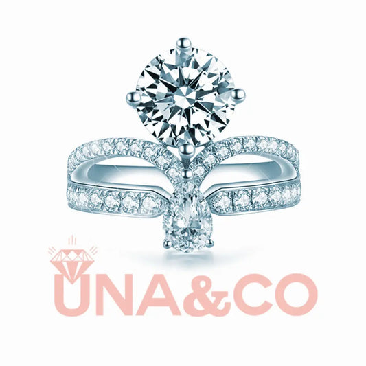 Round and Pear cut Double Arms Ring UNA&CO