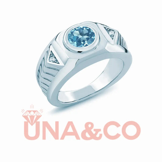 Bezel Setting Sapphire Ring for Men UNA&CO