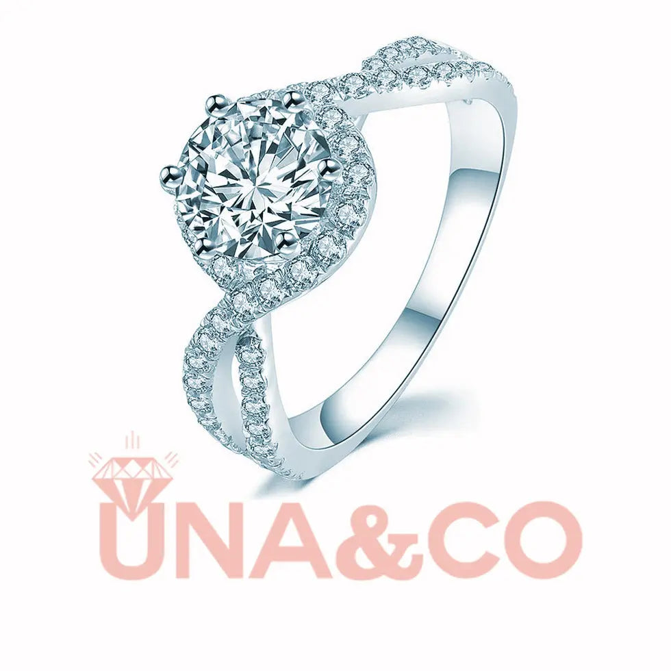 Six Prong Round Cut Twisting Arms Ring UNA&CO