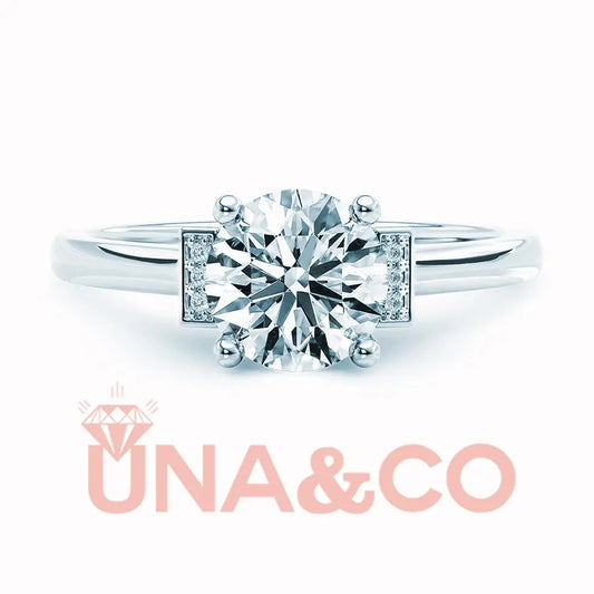Round Cut Four Prong Rectangle Ring UNA&CO