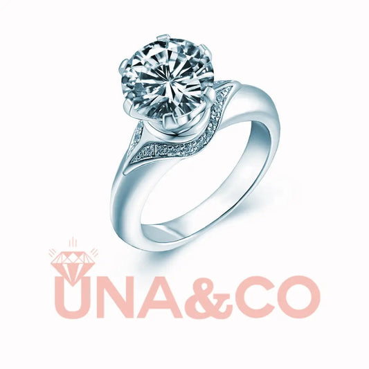 Classic Six Prong Micro Inlay Engagement Ring UNA&CO