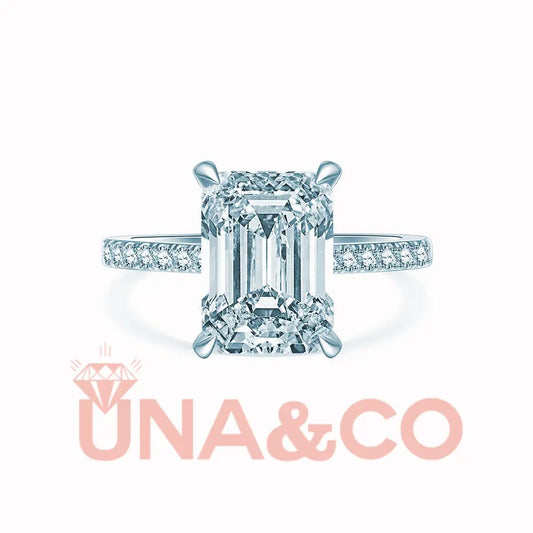 Emerald Cut Moissanite Ring 1-5 CT UNA&CO