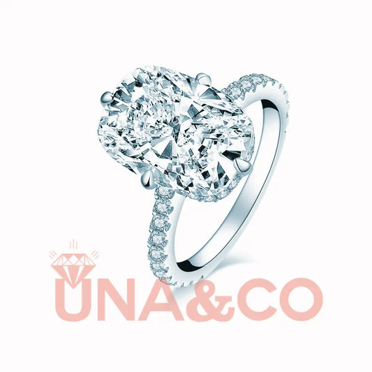 European and American fashion new oval Moissanite ring UNA&CO