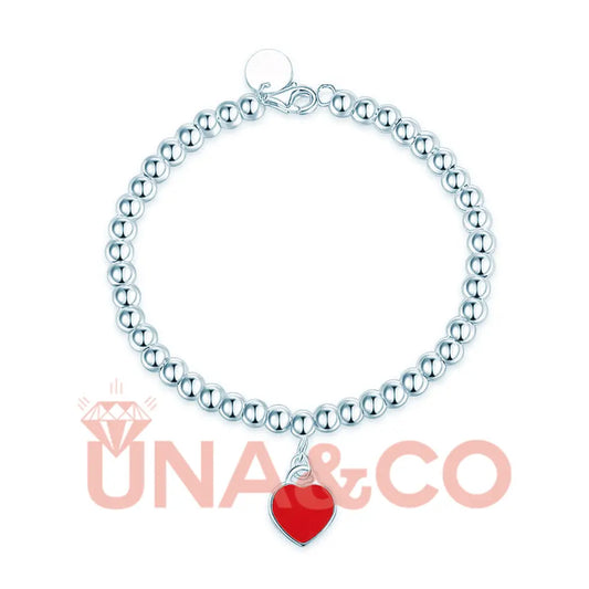 Heart-shaped Round Bead Bracelet UNA.CO