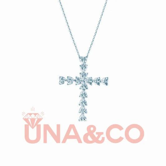 Romantic Heart Shape Cross Necklace UNA&CO