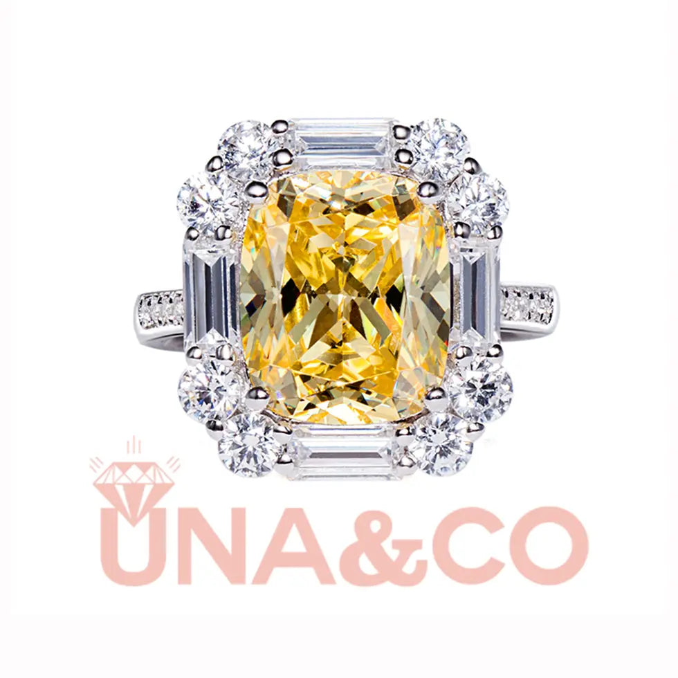 Cushion Cut Yellow Gem Ring UNA&CO
