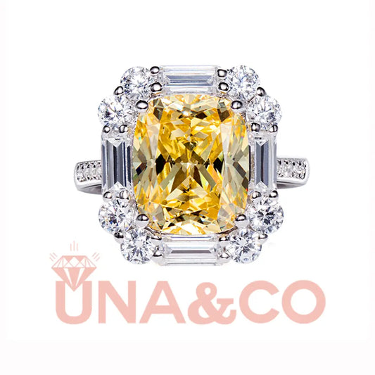 Cushion Cut Yellow Gem Ring UNA&CO