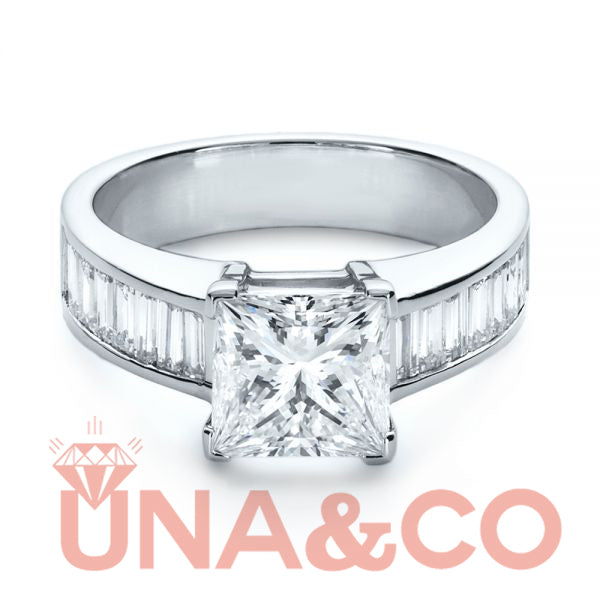 Princess Cut & Baguette Gemstone Engagement Ring