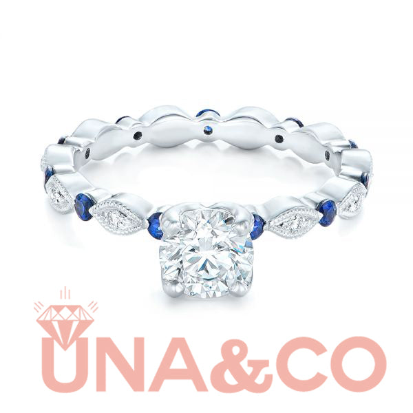 Blue Sapphire Engagement Ring with Accents