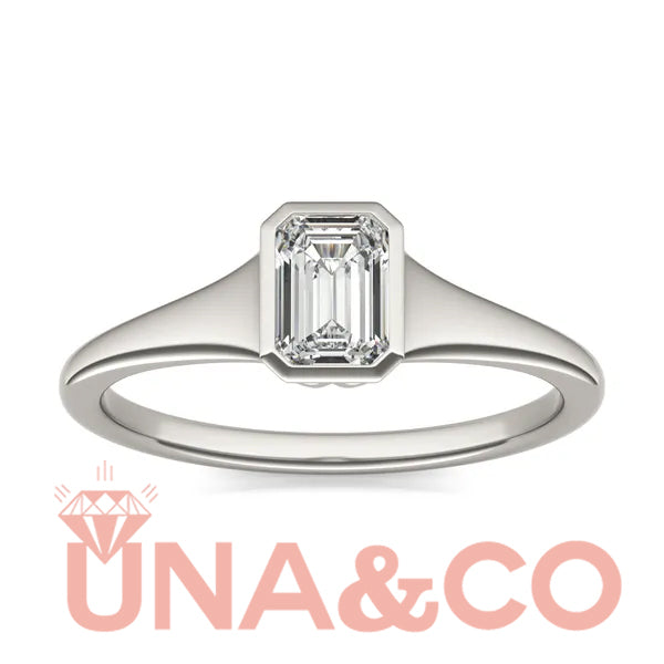Architectural Bezel Emerald Cut Solitaire Ring