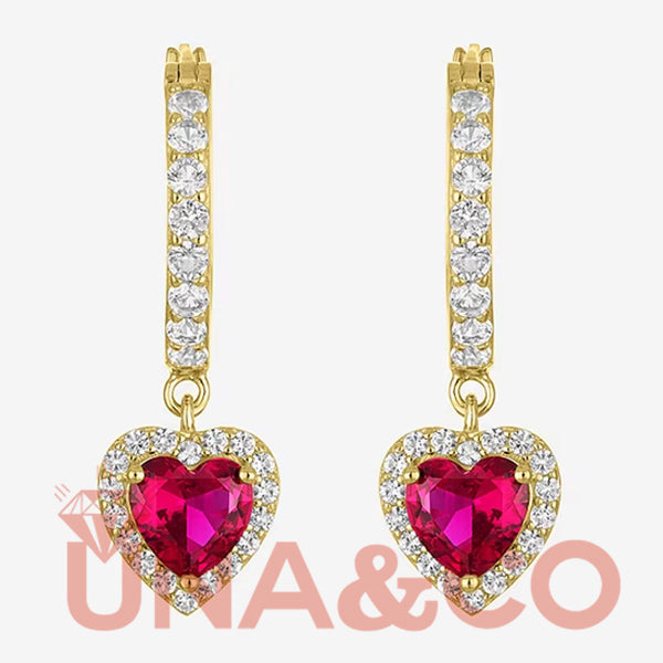 Gemstone Gold Over Silver Heart Drop Earrings