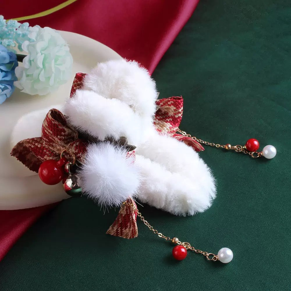 Christmas Cute Plush Bow Hair Clip