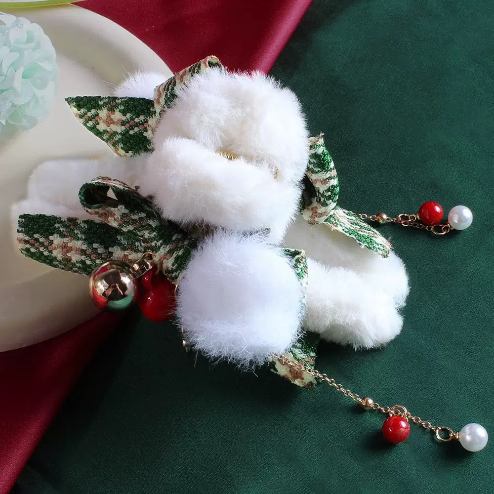 Christmas Cute Plush Bow Hair Clip
