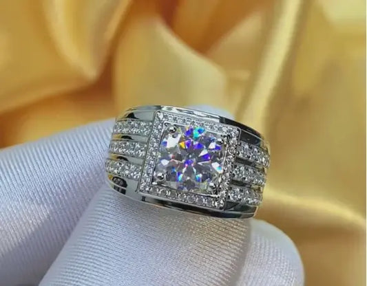 2-Carat Three-Generations Love Moissanite Men's Wedding Ring UNA&CO