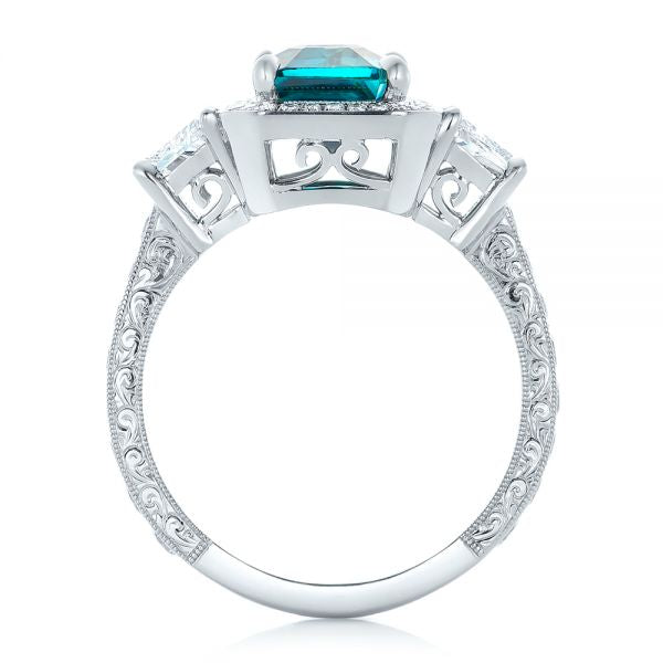 Dazzling Ocean Blue Zircon Halo Engagement Ring