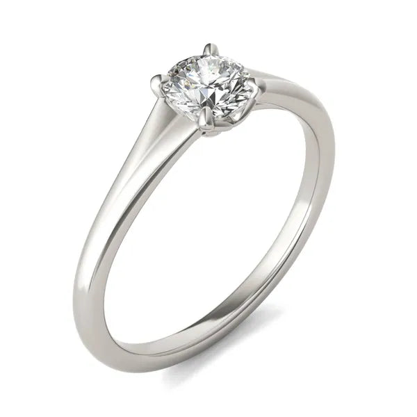Round Hearts & Arrows Wide Shank Signature Solitaire Ring