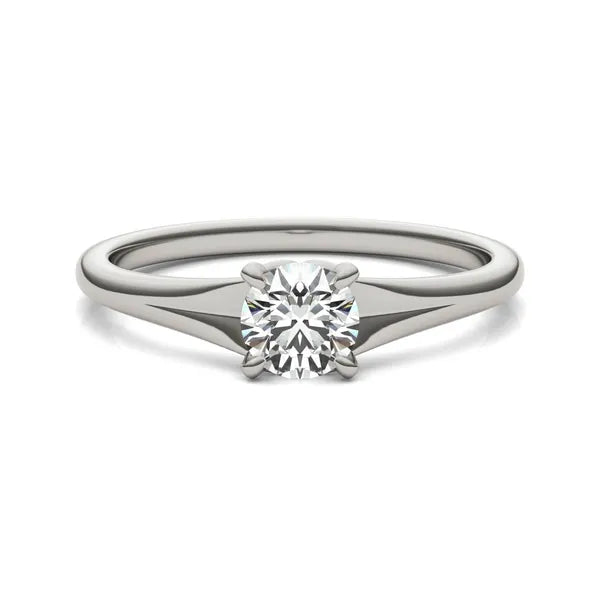 Round Hearts & Arrows Wide Shank Signature Solitaire Ring