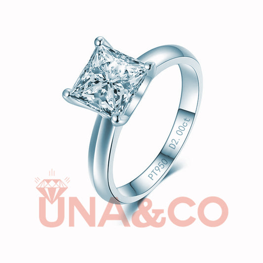 Princess Square-shaped CVD Diamond Ring