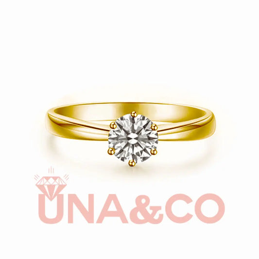 18K Yellow Gold Six Setting Moissanite Ring UNA&CO