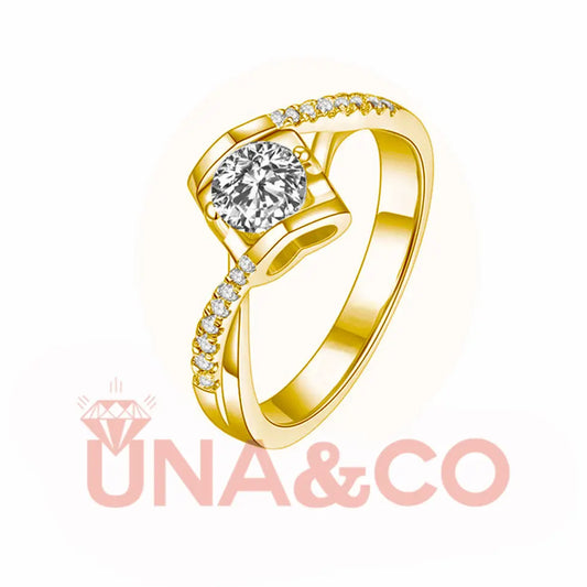 18K Yellow Gold Angel Kiss Moissanite Ring UNA&CO