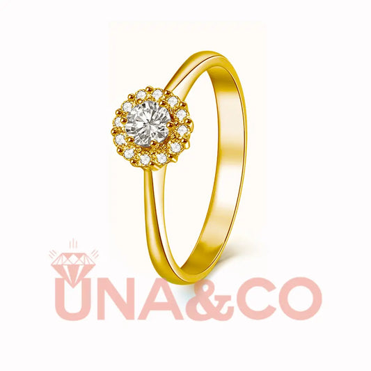 18K Yellow Gold Flower Moissanite Ring UNA&CO
