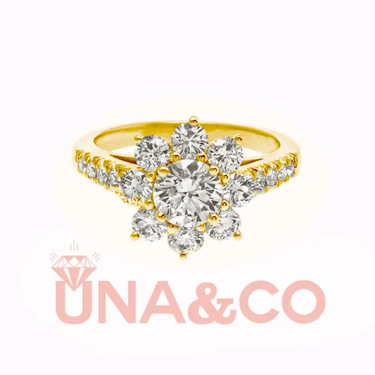 18K Yellow Gold Sun Flower Moissanite Ring UNA&CO