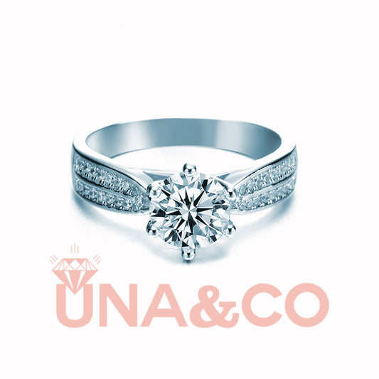 Six Prong Starry Sky Double Row Broken CVD Diamonds Ring