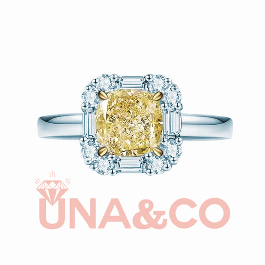 Simple cushion cut yellow/pink gemstone ring