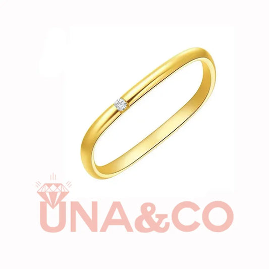 18K Yellow Gold Simple Square Moissanite Ring UNA&CO